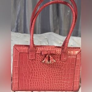 LIZ CLAIBORNE Small Satchel Bag Pink Croc Handbag Purse